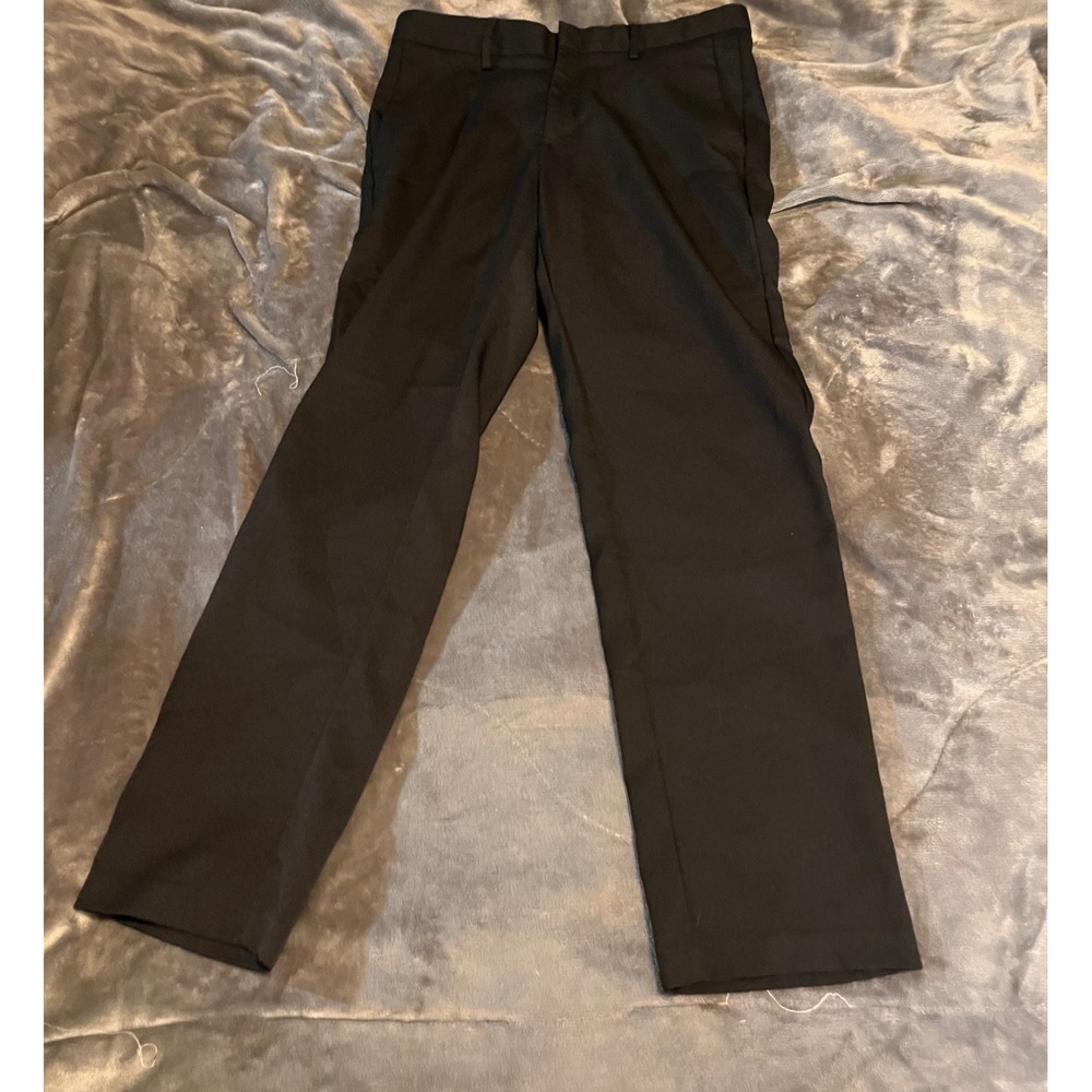 Mens Black Dress Pants Straight Leg Flat Front Trousers 30x30